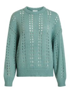 VILA Texture Knitted Pullover Dames Blauw