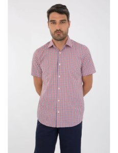 Chemise à carreaux - coton - Coloris - Bleu/Blanc/Rouge, Taille FR - 38