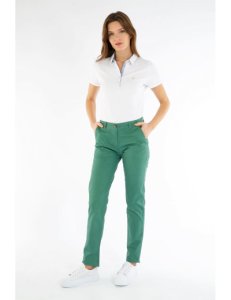 Pantalon chino LISETTA - coton - Coloris Bermudes - Chlorophyle, Taille FR - 48