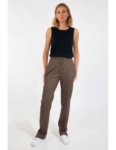 Pantalon - taille élastiquée - Coloris - Marron, Taille FR - 50