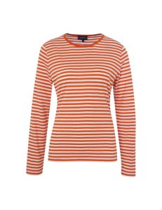 T-shirt rayé Héritage - coton et lin - Coloris - Blanc/ Tangerine , Taille AL - 6