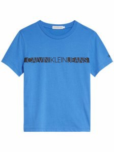 Calvin Klein Jeans! Jongens Shirt Korte Mouw - Maat 176 - Blauw - Katoen