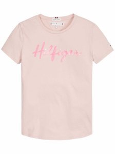 Tommy Hilfiger! Meisjes Shirt Korte Mouw - Maat 164 - Roze - Katoen