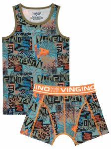 Vingino! Jongens 2-Pack Ondergoed - Maat 128 - All Over Print - Katoen/elasthan