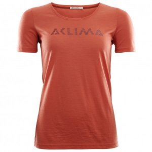 Aclima - Women's LW T-shirt Logo - Merino ondergoed maat S, rood
