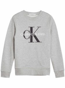 Calvin Klein Jeans! Jongens Sweater - Maat 176 - Lichtgrijs - Katoen