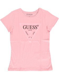 Guess! Meisjes Shirt Korte Mouw - Maat 128 - Roze - Katoen
