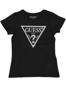 Guess! Meisjes Shirt Korte Mouw - Maat 152 - Zwart - Katoen