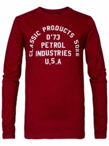 Petrol! Jongens Shirt Lange Mouw - Maat 164 - Bordeaux Rood - Katoen