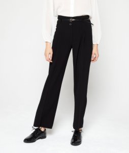 Pantalón largo con cinturón - MILA BELT - 44 - Negro - Mujer - Etam