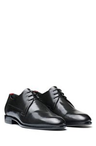 Hugo - Chaussures derby en cuir imprimé avec semelle tout cuir