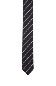 Hugo - Cravate en jacquard de soie à rayures en diagonale contrastantes