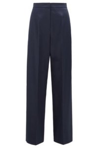 Pantalon large en coton stretch, à taille haute