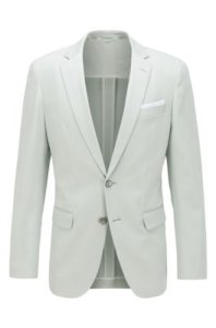 Boss - Slim-fit jacket in stretch cotton with pocket square