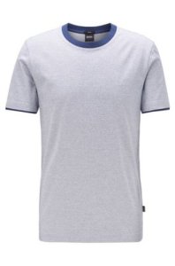 Boss - T-shirt slim fit en coton mouliné, avec finitions contrastantes
