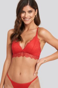 NA-KD Lingerie Lace Soft-Cup Bra - Red