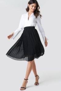 NA-KD Midi Pleated Skirt - Black