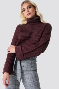 NA-KD Short Pineapple Knitted Sweater - Purple