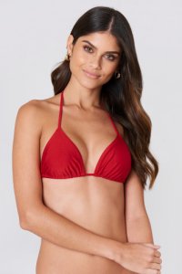 NA-KD Swimwear Shiny Triangle Bikini Top - Red