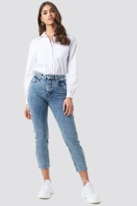 NA-KD Trend Cropped 5 Pocket Jeans - Blue