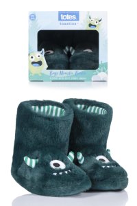 1 Pair Green Monster Slippers Kids Unisex 3-4 Years - Totes