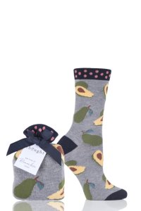 1 Pair Grey Avocado Bamboo and Organic Cotton Gift Bagged Socks Ladies 4-7 Ladies - Thought