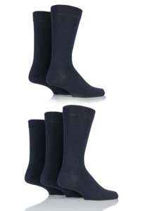5 Pair Navy Classic Everyday Plain Jacquard Cotton Socks Men's 6-11 Mens - Farah