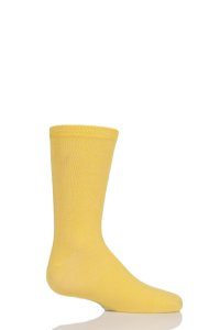 Girls 1 Pair SockShop Plain Bamboo Socks with Comfort Cuff and Handlinked Toes In Sunshine Yellow