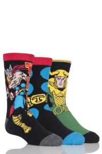 Film & Tv Characters - Kids 3 pair sockshop marvel thor and loki cotton socks