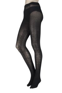 Ladies 1 Pair Charnos Chunky Cotton Cable Knit Tights