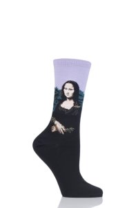 Ladies 1 Pair HotSox Artist Collection Mona Lisa Cotton Socks