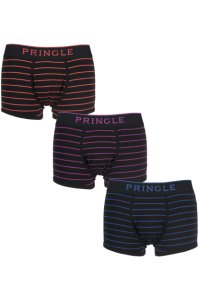 Mens 3 Pack Pringle Classic Fine Striped Boxer Shorts In Black