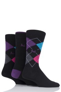 Mens 3 Pair Pringle Waverley Argyle and Plain Gift Boxed Socks