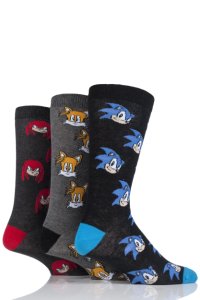 Mens 3 Pair SockShop Sonic the Hedgehog Nuckles and Tails Cotton Socks