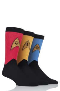 Mens 3 Pair SockShop Star Trek Uniforms Cotton Socks