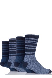 Mens 4 Pair Farah Marl Striped Cotton Blend Boot Socks