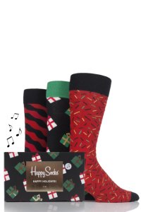 Mens and Ladies 3 Pair Happy Socks Christmas Combed Cotton Socks