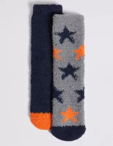 M&s - 2 pack of star print slipper socks