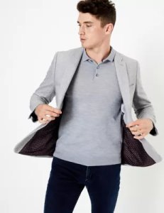 M&S Collection Grey Slim Fit Textured Jacket