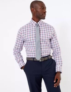 M&S Collection Luxury Tailored Fit Pure Cotton Checked Shirt