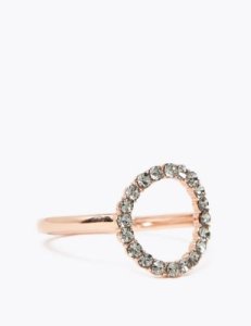 M&S Collection Sterling Silver Crystal Hoop Ring