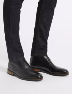 M&S Collection Wide Fit Leather Chukka Boots