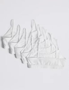 M&S Girls 5 Pack Cotton Crop Tops (6-16 Yrs) - 9-10Y - White, White