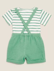 M&S Unisex Boys Girls 2pc Pure Cotton Winnie the Pooh™ Outfit (0-3 Yrs) - 1 M - Sage Green, Sage Green