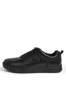 M&S Unisex Boys Girls Kids' Leather Freshfeet™ School Shoes (13 Small - 9 Large) - 1.5 LNAR - Black, Black