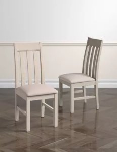 Set of 2 Padstow Putty Fabric Dining Chairs