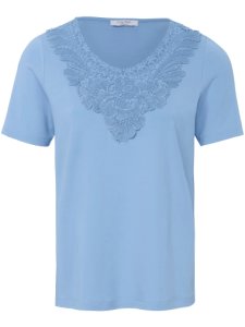 Le T-shirt empiècement dentelle florale  mayfair by Peter Hahn bleu