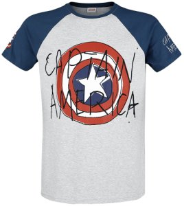 Captain America  Comic Art  T-Shirt  grau meliert/blau