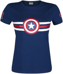 Captain America  Logo - Stripes  Girl-Shirt  blau