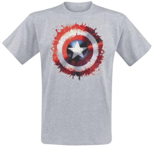 Captain America  Splatter Shield  T-Shirt  grau meliert
